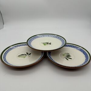 VINTAGE STANGL FRUIT AND FLOWERS SET OF 3‎ SAUCERS Blue Green Hand Painted READ